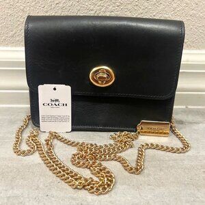 NWT Coach Bowery Crossbody Black Leather with Gold Chain